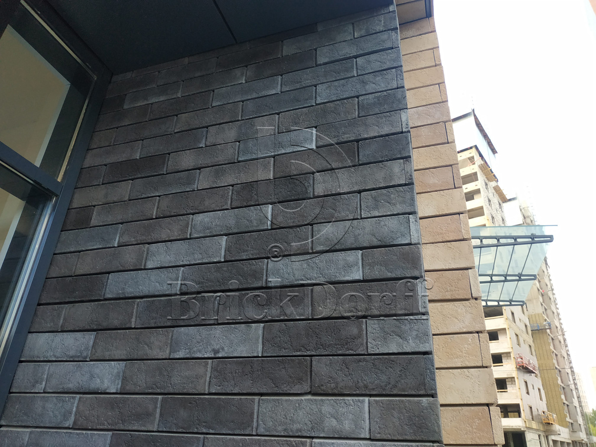 Борн-2 Плитка под кирпич для навесного вент фасада без расшивки шва  250X65X24 мм искусственный камень