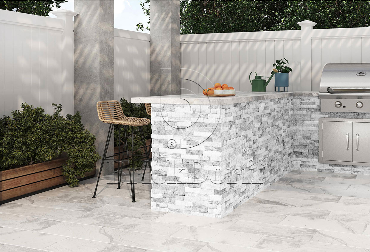 Кварцит бело-серый 1308g 600*150*10-20 мм, натуральный камень для интерьера и фасада BD