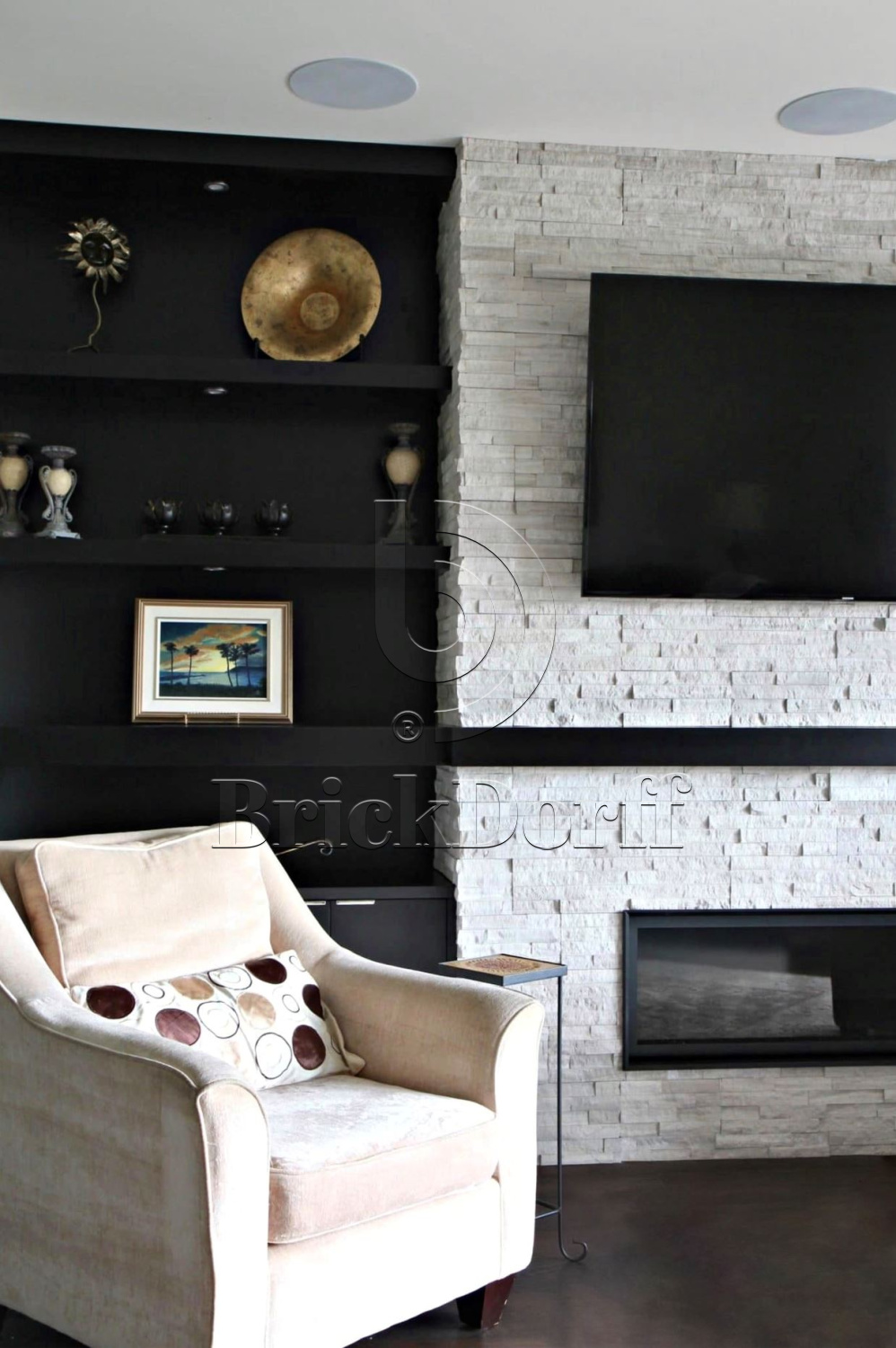 Кварцит Белый 600*150*10-20 мм, натуральный камень для интерьера BD