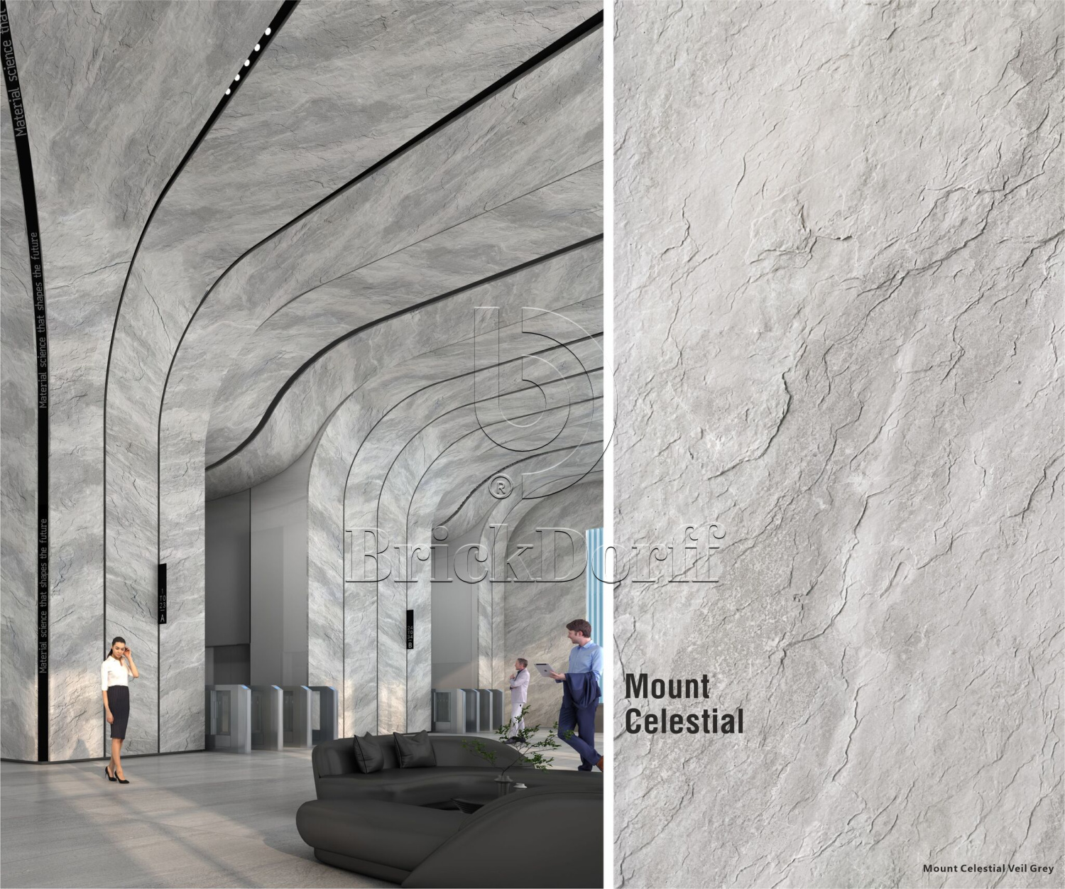 Mount Celestial Veil Yellow (золотисто-жёлтый камень с мягкими тенями и теплом тона)  гибкий камень 2400×1200 мм