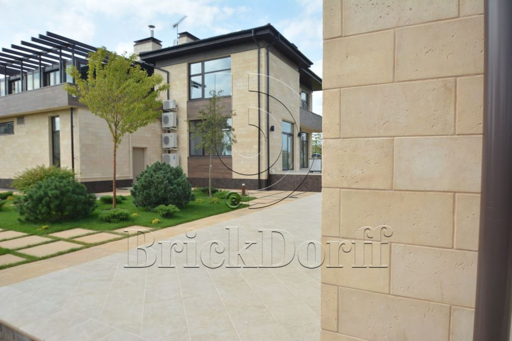 Фасадная облицовочная декоративная плитка травертин-касса 15