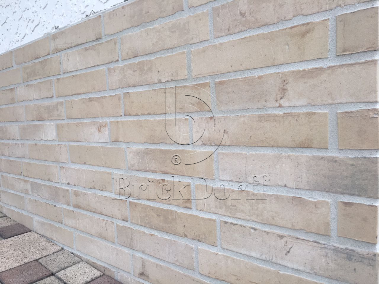 Клинкерная фасадная плитка облицовочная под кирпич Stroeher (Штроер) Kontur EG 470 beige engobiert рельефная, 240*52*12 мм