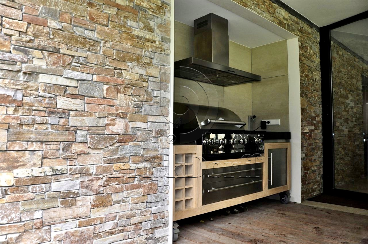 Камень грубый кварцит бежевый 550*200*20\40 мм, натуральный камень для фасада и интерьера BD