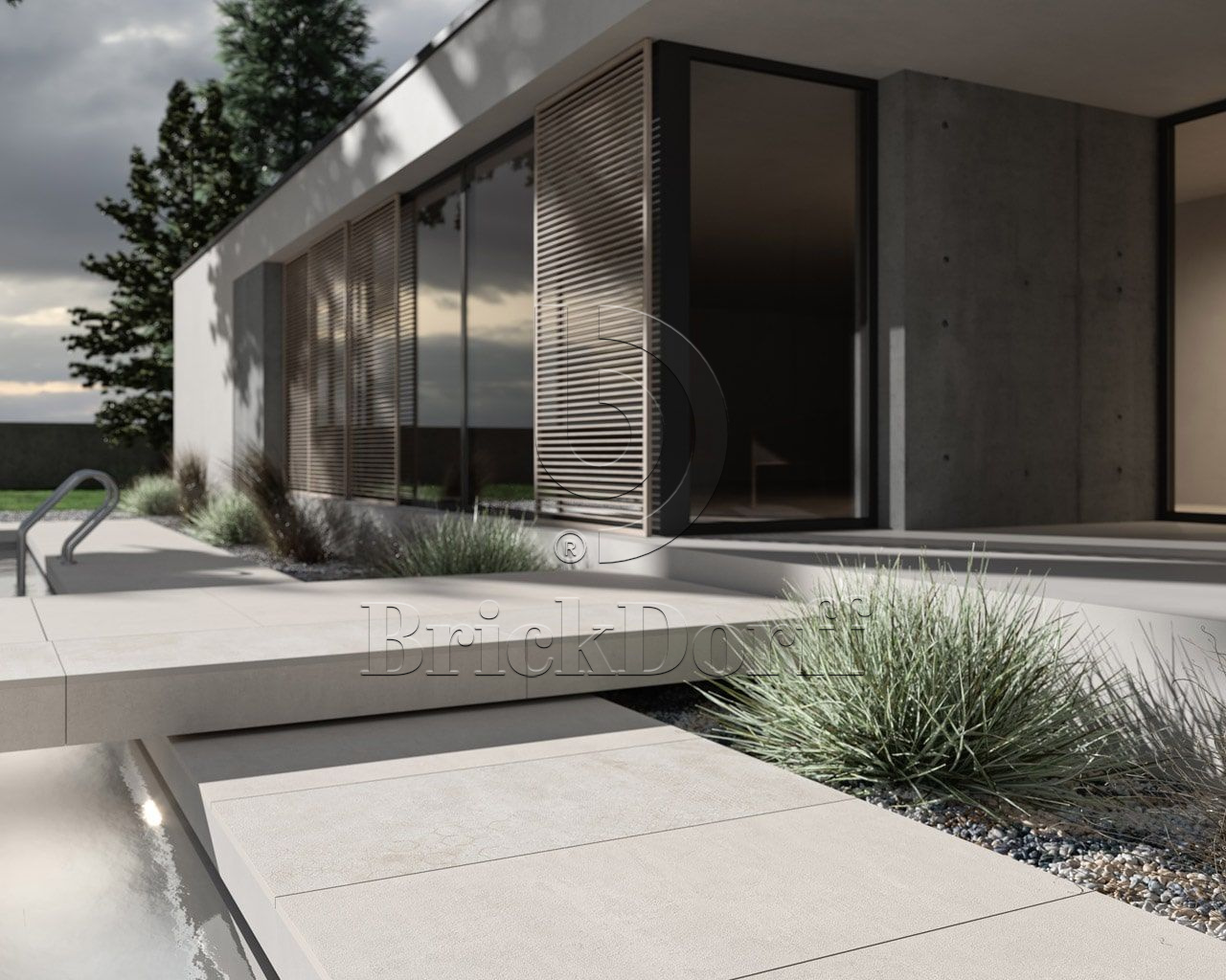 Pure Art Greige Gres 20 мм тротуарная плитка уличная, противоскользящая, керамогранитная 595*595*20 мм Paradyz