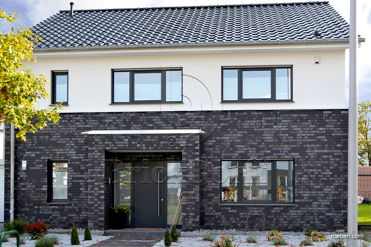 Керамическая черепица рядовая Roben MONZAplus антрацитовый серый ангоб