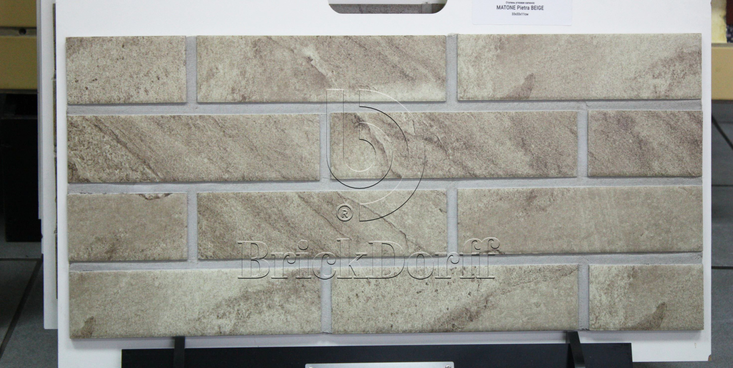 Mattone Pietra Beige 245X66х7,4 мм Клинкерная фасадная плитка под кирпич облицовочная бежевая
