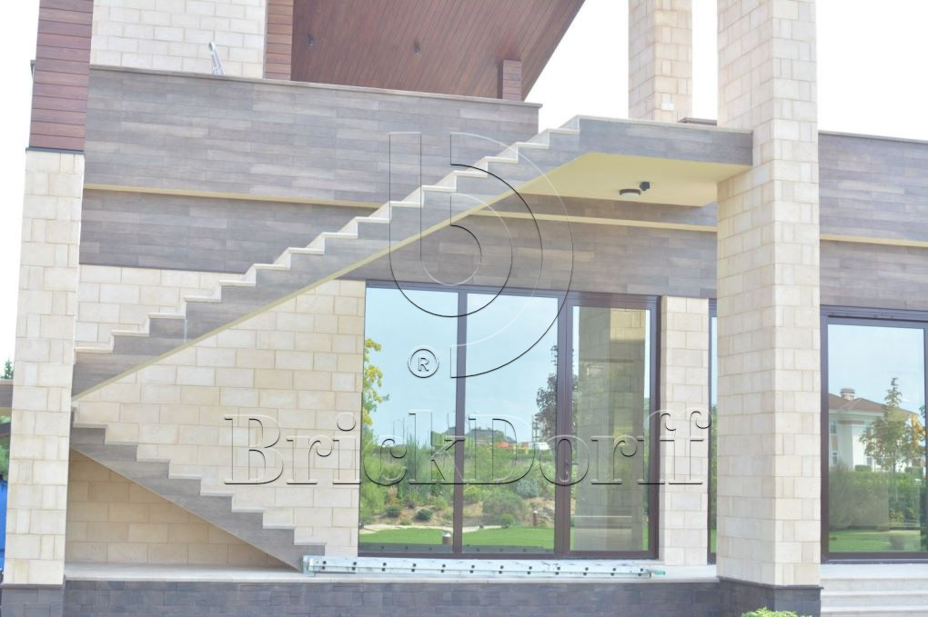 Фасадная облицовочная декоративная плитка травертин-касса 15