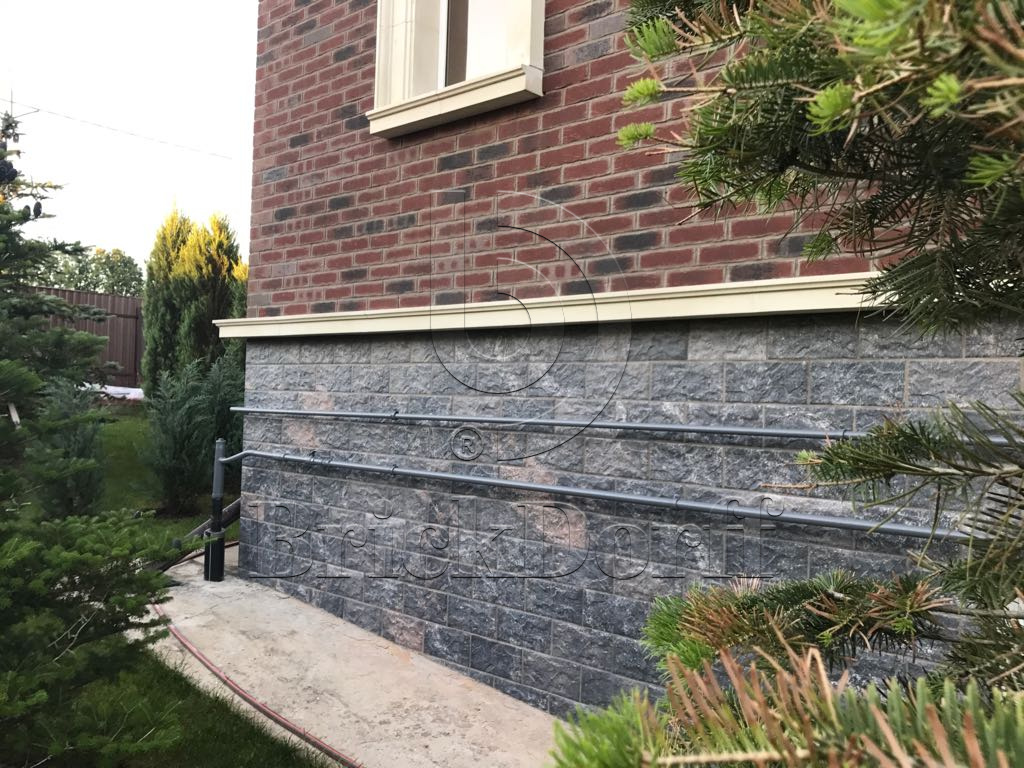 Клинкерная фасадная плитка облицовочная под камень Stroeher (Штроер) Kerabig KS 18 schildpatt рельефная, 302*148*12 мм