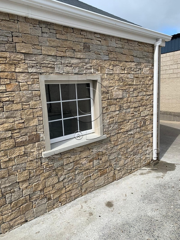 Камень грубый кварцит серо-бежевый 550*200*20\40 мм, натуральный камень для фасада и интерьера BD