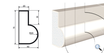 МОЛДИНГ цокольный для Фасада и Интерьера - лепнина, декор из пенополистирола ЦВ-70/1 70*40*2000 мм