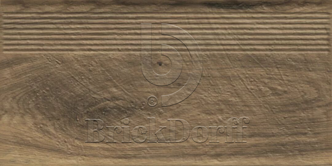 Клинкерная ступень с насечками Carrizo Wood 600*300*8,5 мм – для улицы, террасы, крыльца, лестницы, морозостойкая