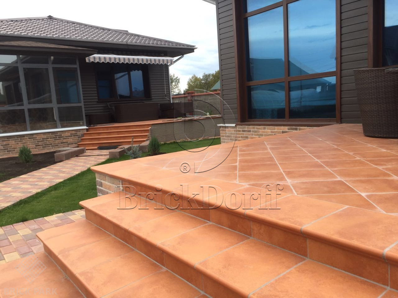 Клинкерная ступень флорентинер противоскользящая плитка EURAMIC CADRA 524 male 340*294*10 мм