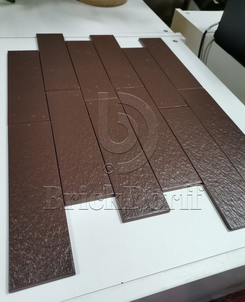 Амстердам-4 рельефная, коричневая клинкерная фасадная плитка под кирпич 245*65*7 мм, керамин