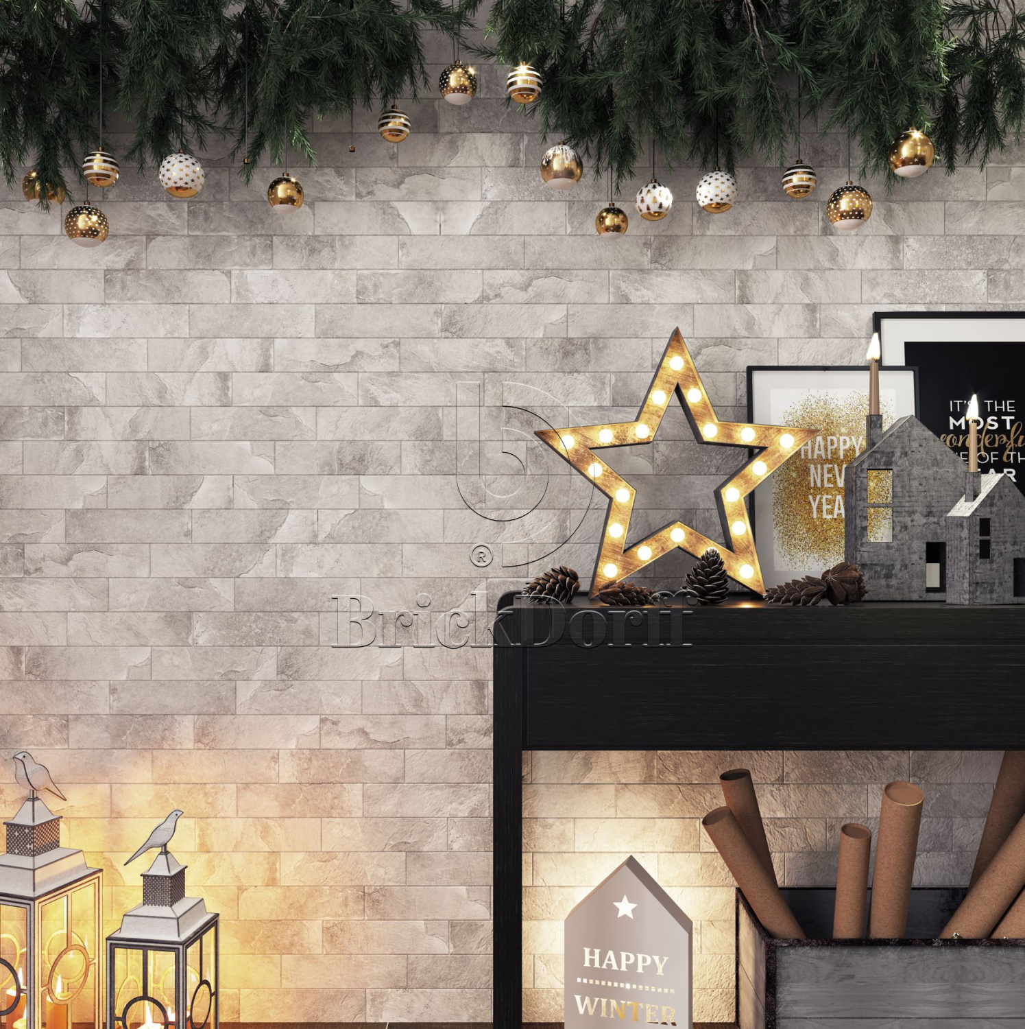 Колорадо-1 светло-серая клинкерная фасадная плитка под кирпич 245*65*7 мм, керамин