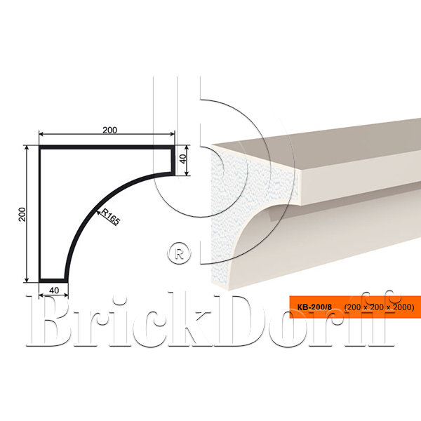 КАРНИЗ для Фасада и Интерьера - лепнина, декор из пенополистирола КВ-200/8 200*200*2000 мм