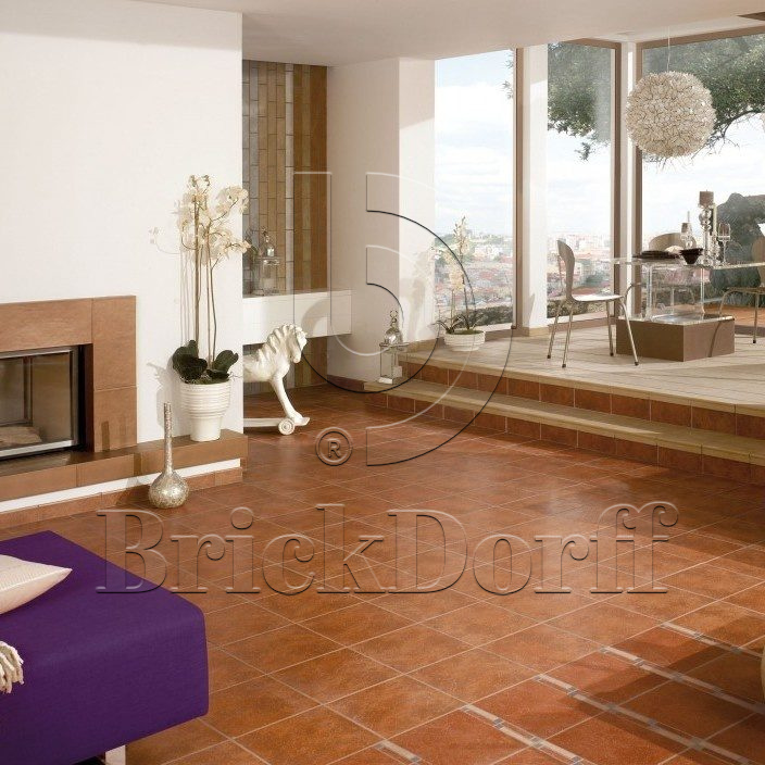 Клинкерная Плитка напольная противоскользящая Stroeher KERAPLATTE ROCCIA 841 rosso 240*115*10 мм