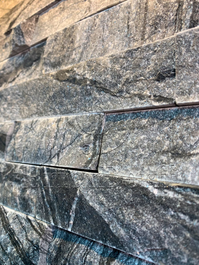 Мрамор Серый графит 600*150*10-25 мм, натуральный камень для интерьера и фасада BD