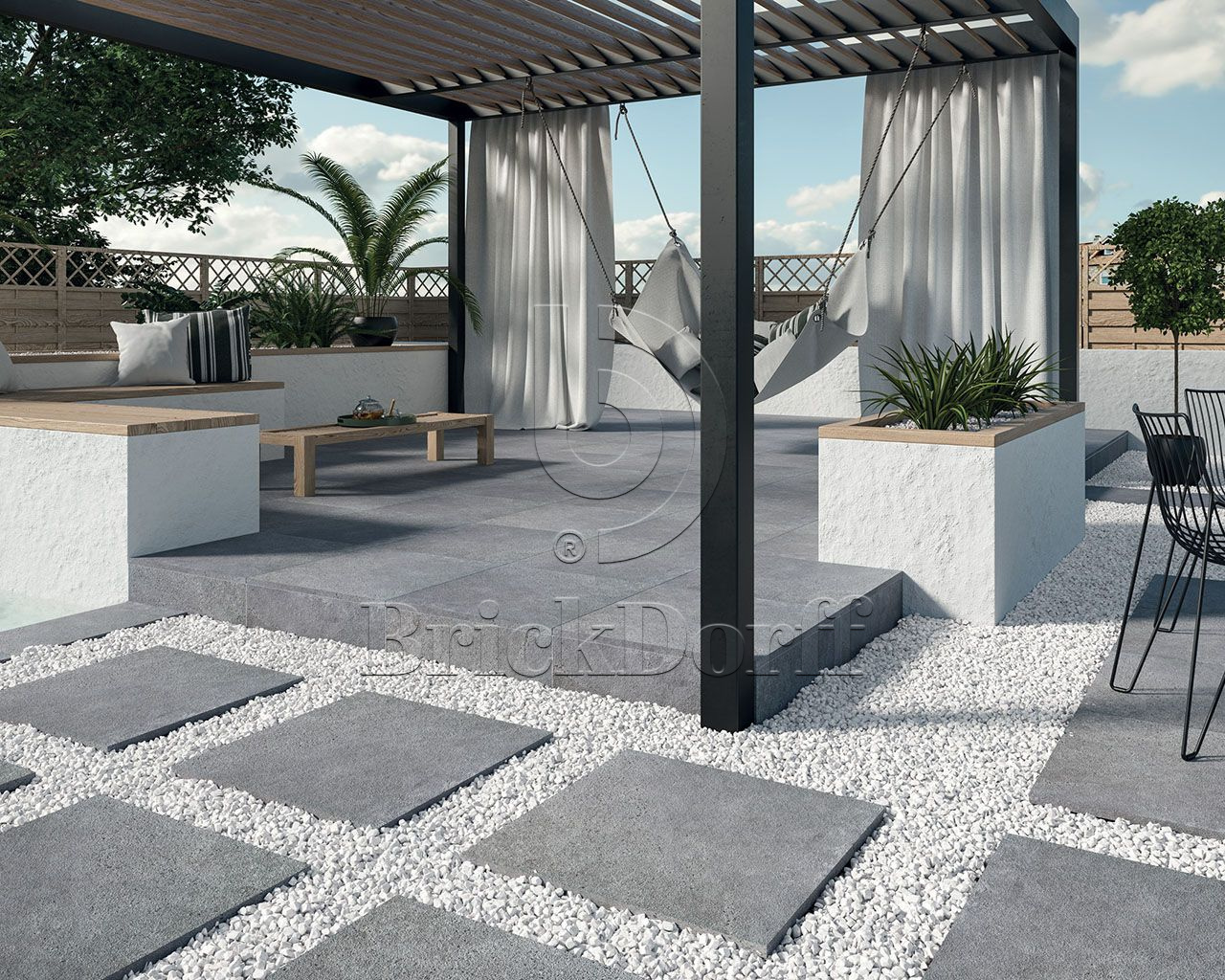 Optimal Grafit 20 мм тротуарная плитка уличная, противоскользящая, керамогранитная 595*595*20 мм Paradyz