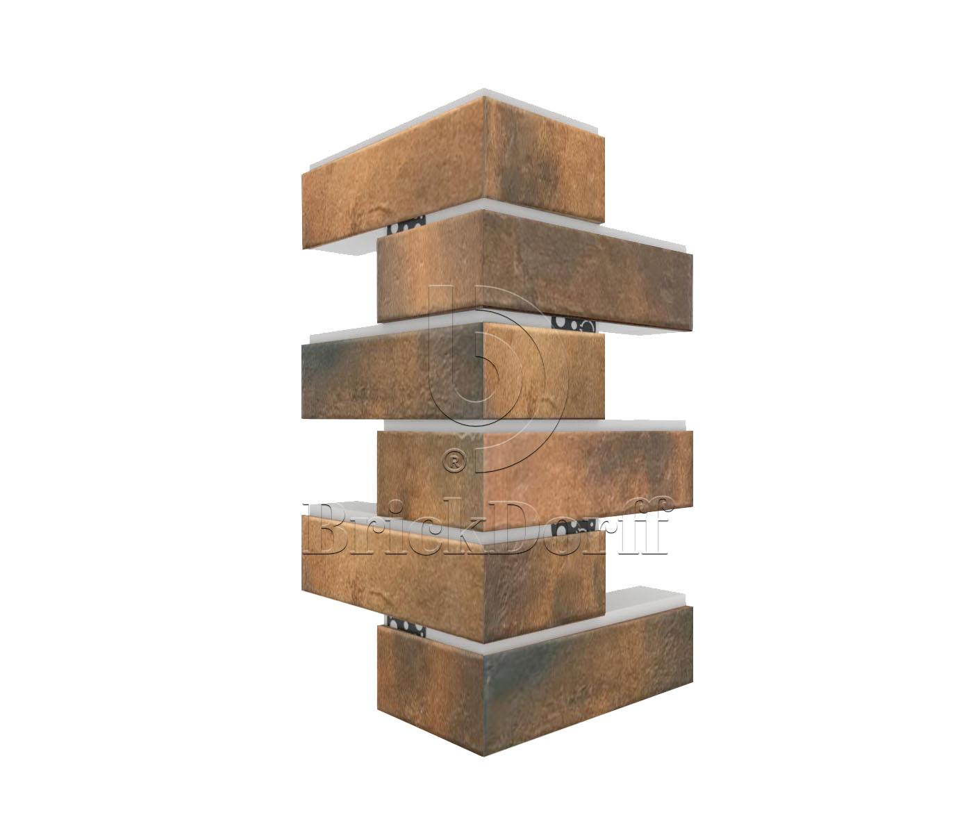 Retro Brick Chili угловая фасадная термопанель из пенополистирола ППС 100 мм, 0,17м2 с клинкерной плиткой