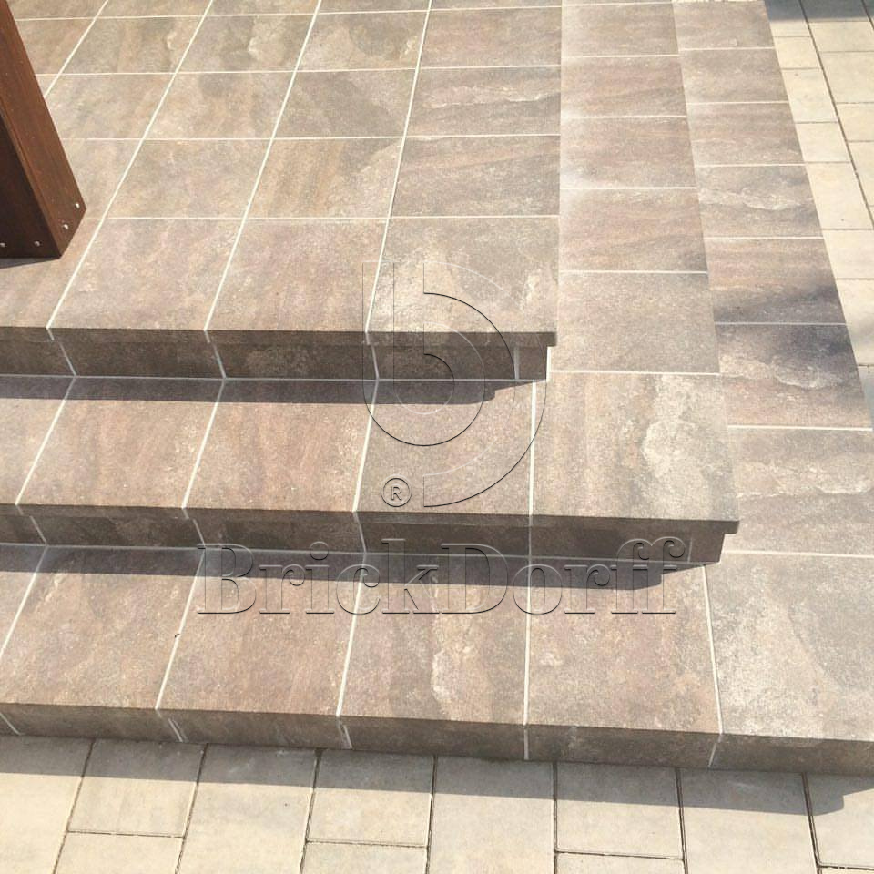 Клинкерная Ступень лофт Угловая противоскользящая плитка Stroeher KERAPLATTE EPOS 957 kawe 340*340*35*11 мм