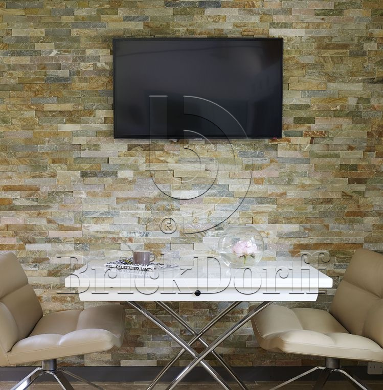 Сланец Бежевый-014 600*150*10-20 мм, натуральный камень для фасада и интерьера BD