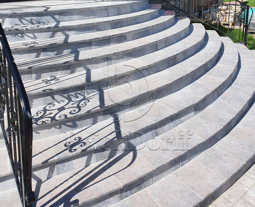 Клинкерная ступень флорентинер Viano Grys противоскользящая с капиносом, серый 330x300x11 мм