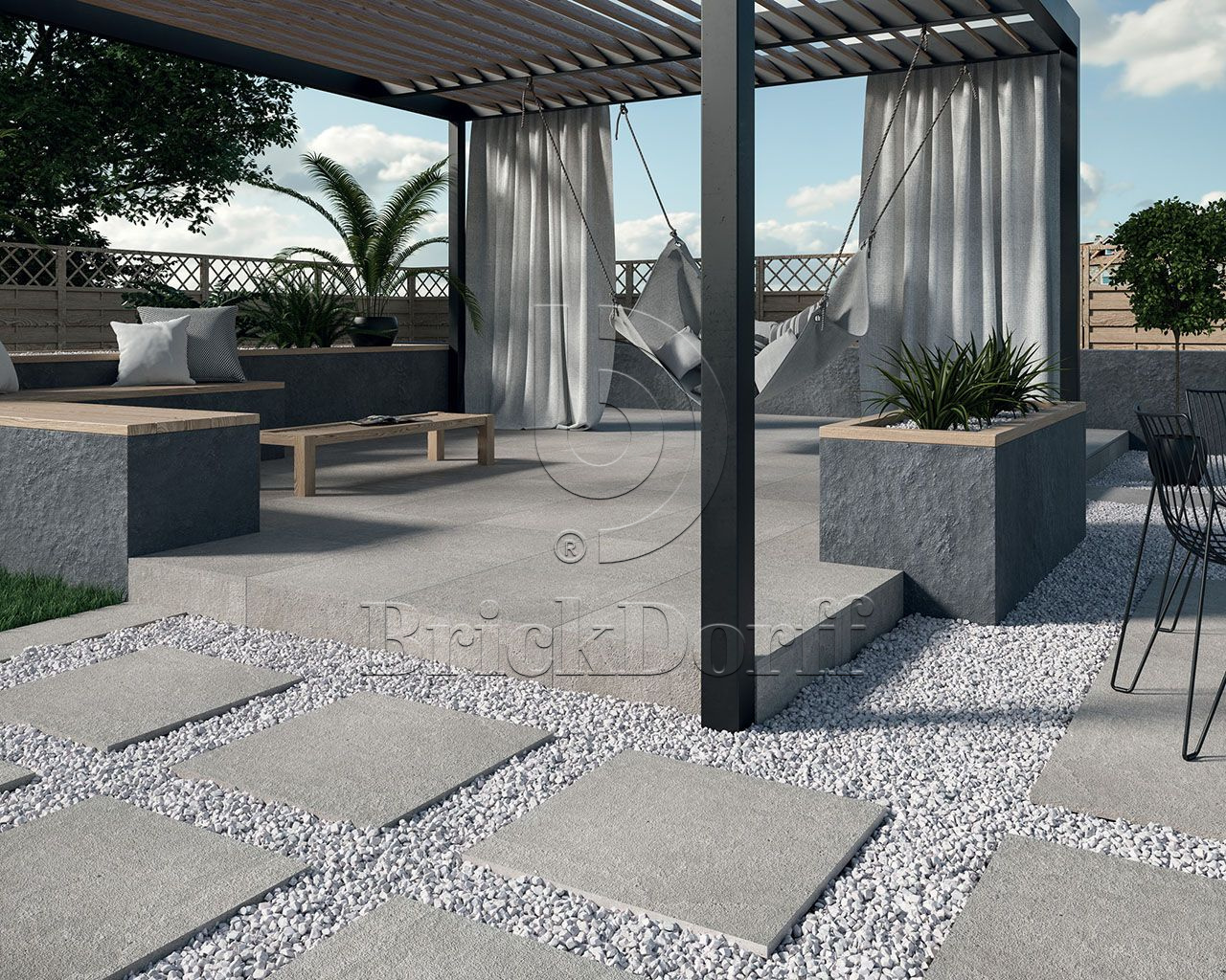 Optimal Antracite 20 мм тротуарная плитка уличная, противоскользящая, керамогранитная 595*595*20 мм Paradyz