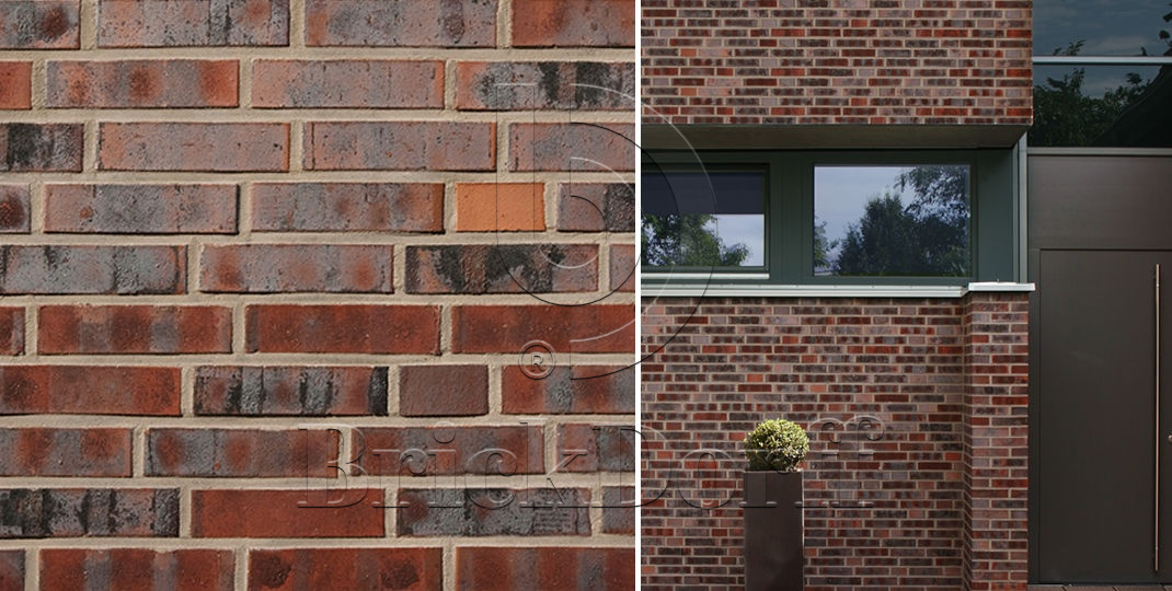 Кирпич облицовочный Клинкерный ABC 1876 Wittenburg Kohlebrand mit Sinterschmolz Wasserstrich 55NF 240*71*55 мм