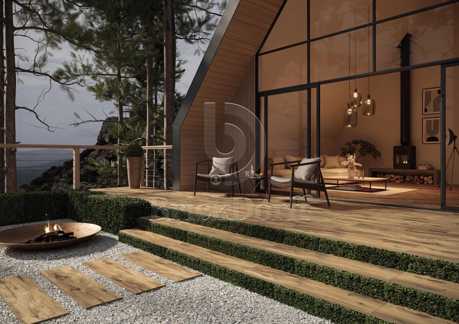 Rustland Brown Gres 295*1195*20 мм тротуарная плитка уличная, противоскользящая, керамогранитная Paradyz