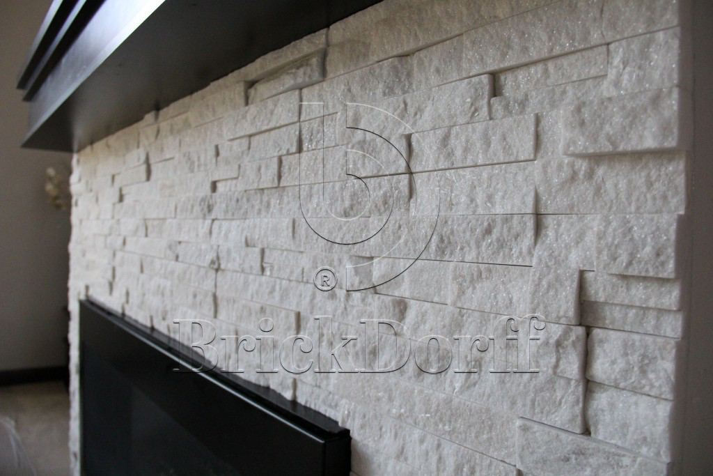 Кварцит Белый 350*180*10\20 мм, натуральный камень для интерьера BD