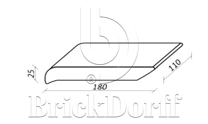 180*110*25 мм ОК18 графит Клинкерный подоконник - фасад дома ZG Klinker