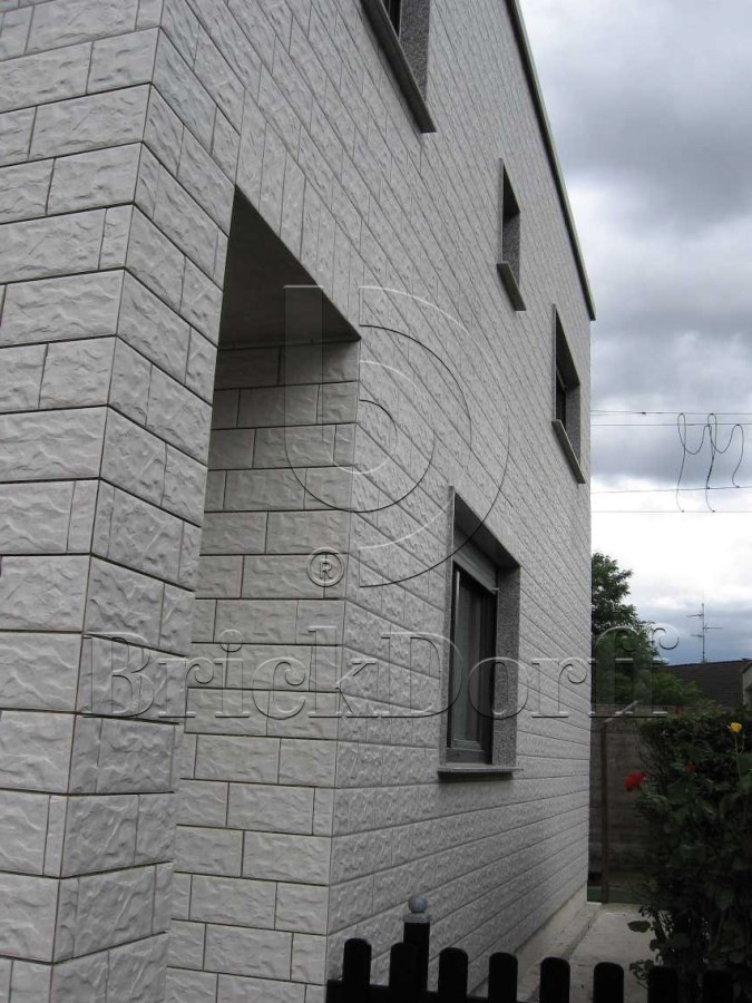 Клинкерная фасадная плитка облицовочная под камень Stroeher (Штроер) Kerabig KS 01 weis рельефная, 302*148*12 мм