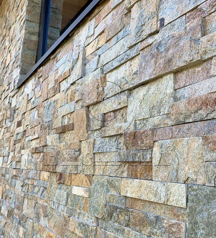 Кварцит Цветной 350*180*10\12 мм, натуральный камень для фасада и интерьера BD