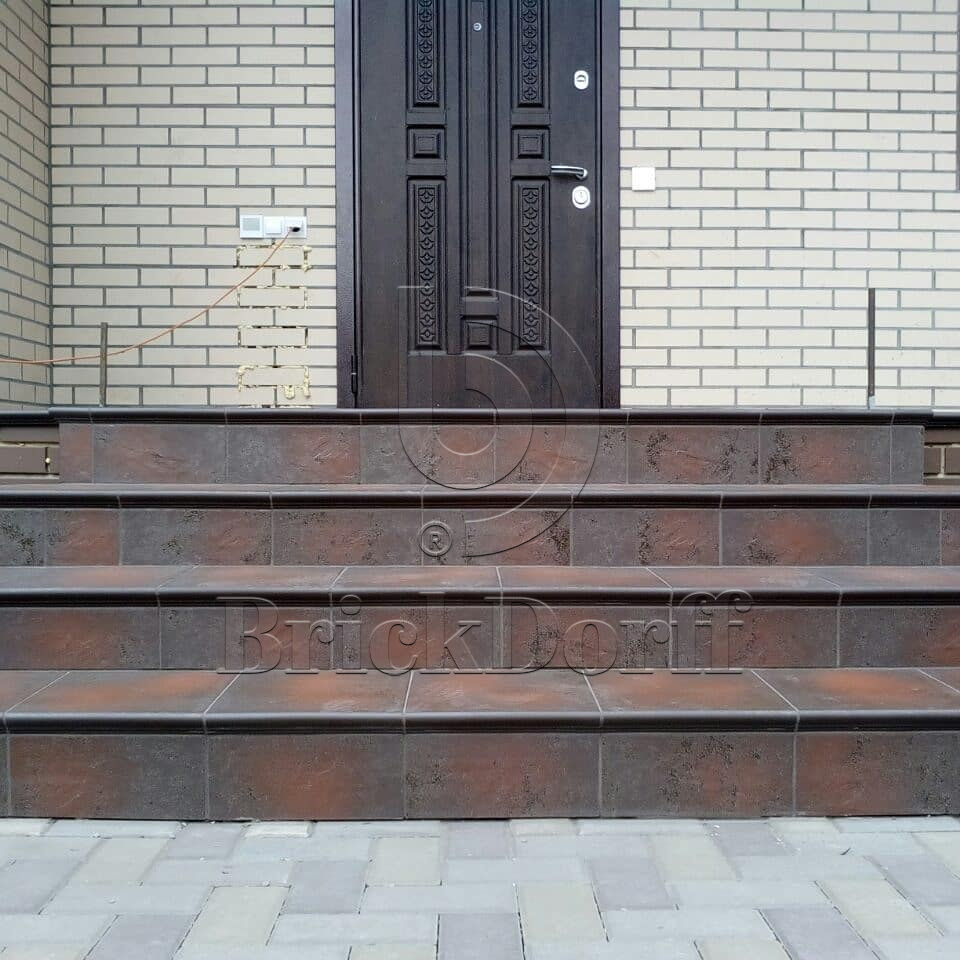 Клинкерная ступень флорентинер Semir Brown противоскользящая с капиносом, коричневый 330x300x11 мм