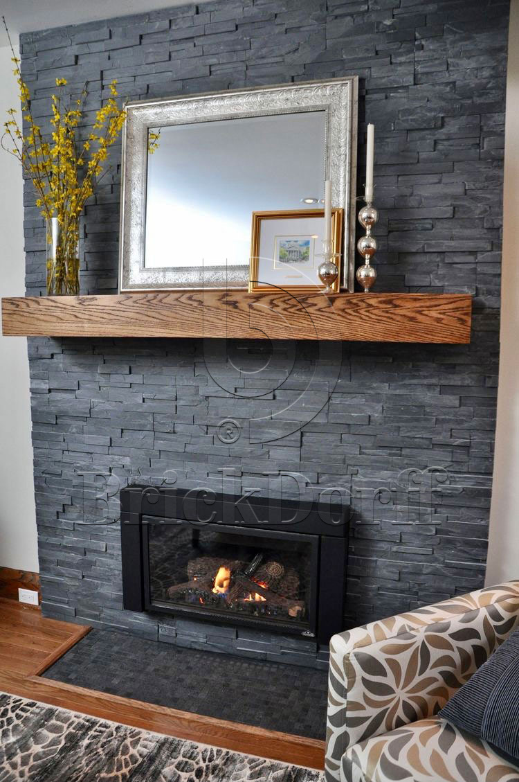 Сланец Черный-018 600*150*10-20 мм, натуральный камень для фасада и интерьера BD