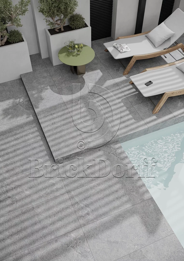 Authority Grey Gres 20 мм тротуарная плитка уличная, противоскользящая, керамогранитная 595*595*20 мм Paradyz