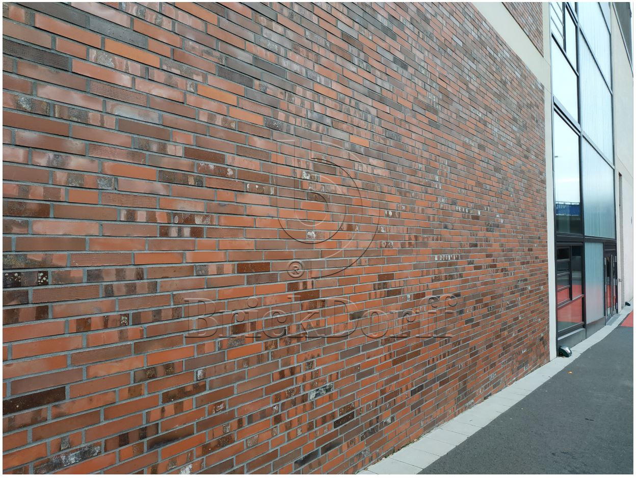 Кирпич облицовочный Клинкерный ригельный Langformat ABC 1012 Schleswig blau-bunt Kohlebrand Fußsortierung 365*115*40 мм