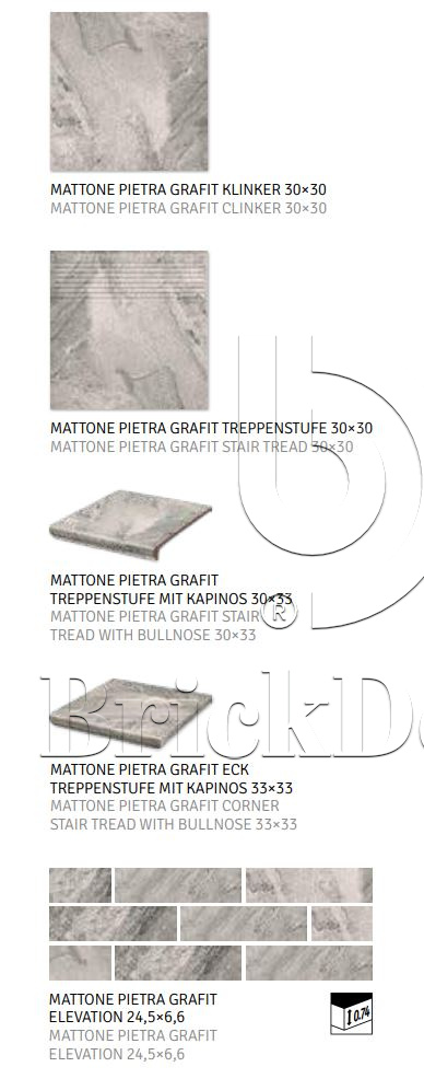 Клинкерная плитка Mattone Pietra Grafit 300x300x11 – для улицы, террасы, крыльца, лестницы, морозостойкая
