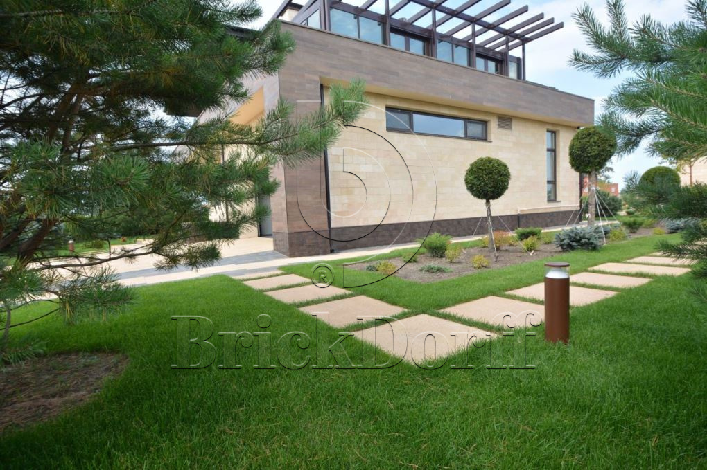 Фасадная облицовочная декоративная плитка травертин-касса 15