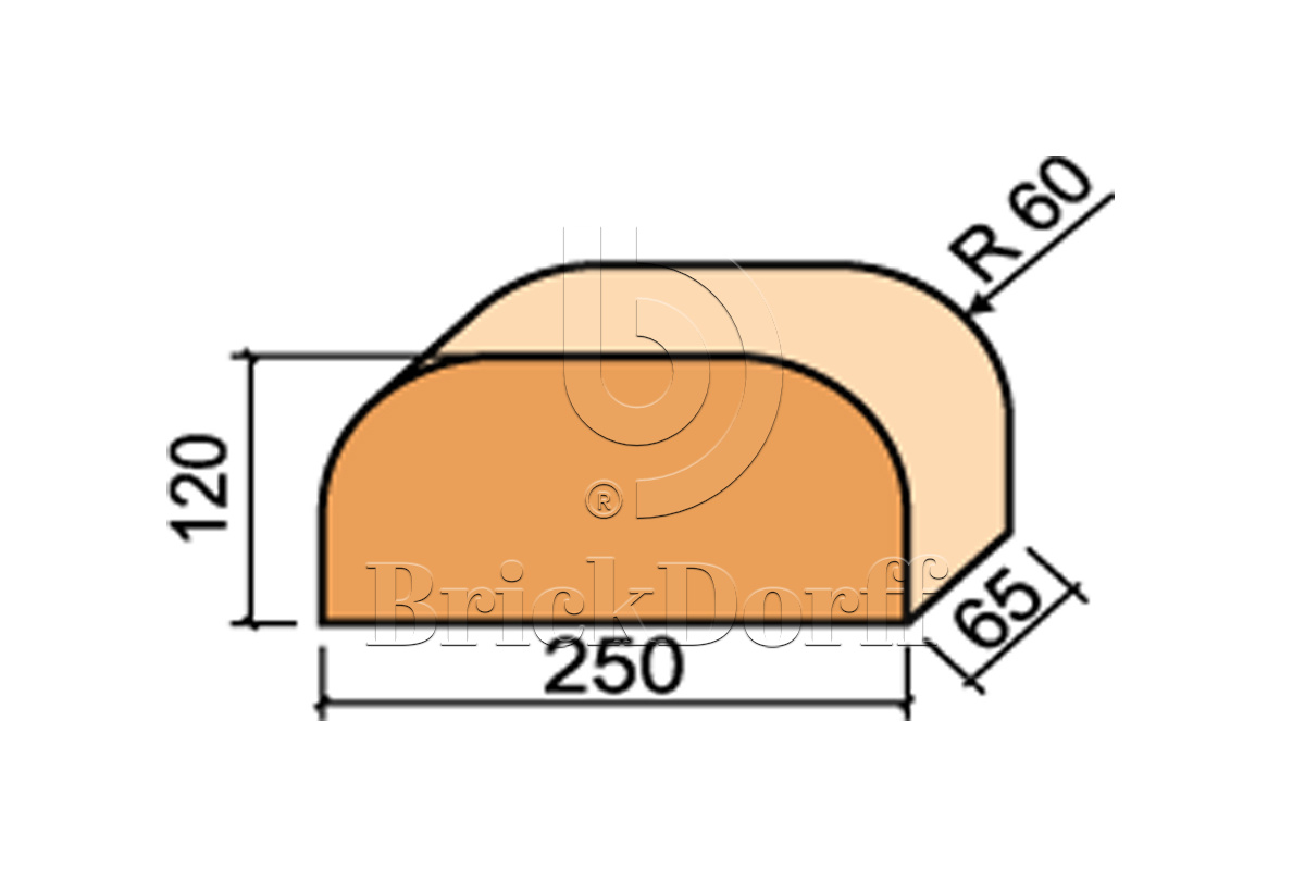 12.101114L Кирпич радиусный полнотелый красный Lode JANKA F14 гладкий, 250*120*65 мм