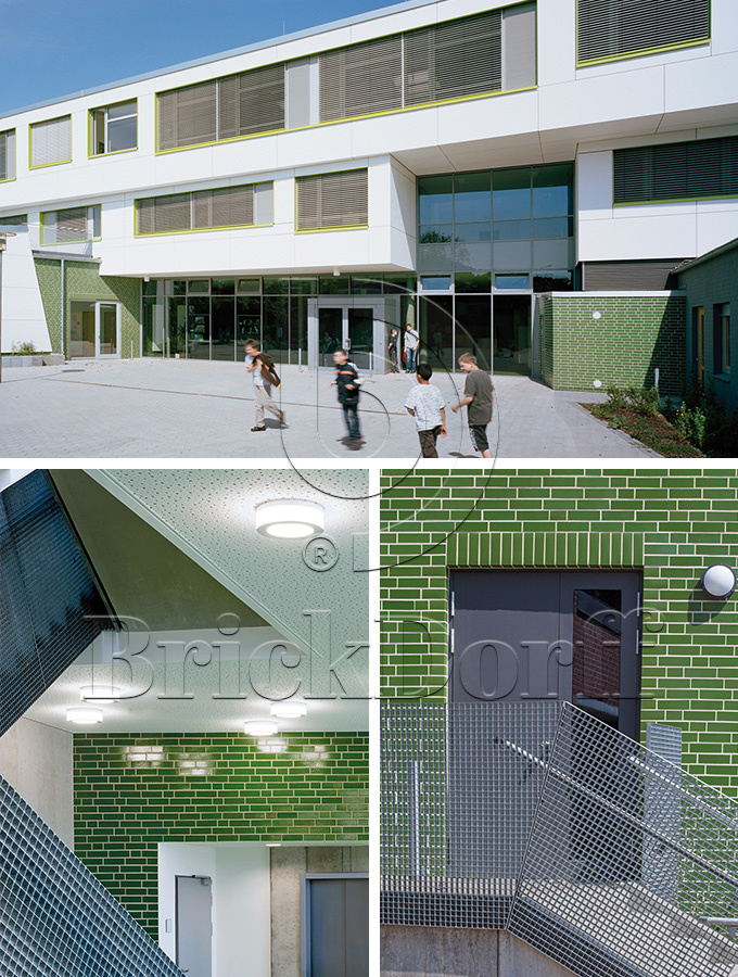 Глазурованная клинкерная фасадная плитка облицовочная под кирпич ABC Gruen 360 зеленая, 240*115*10 мм