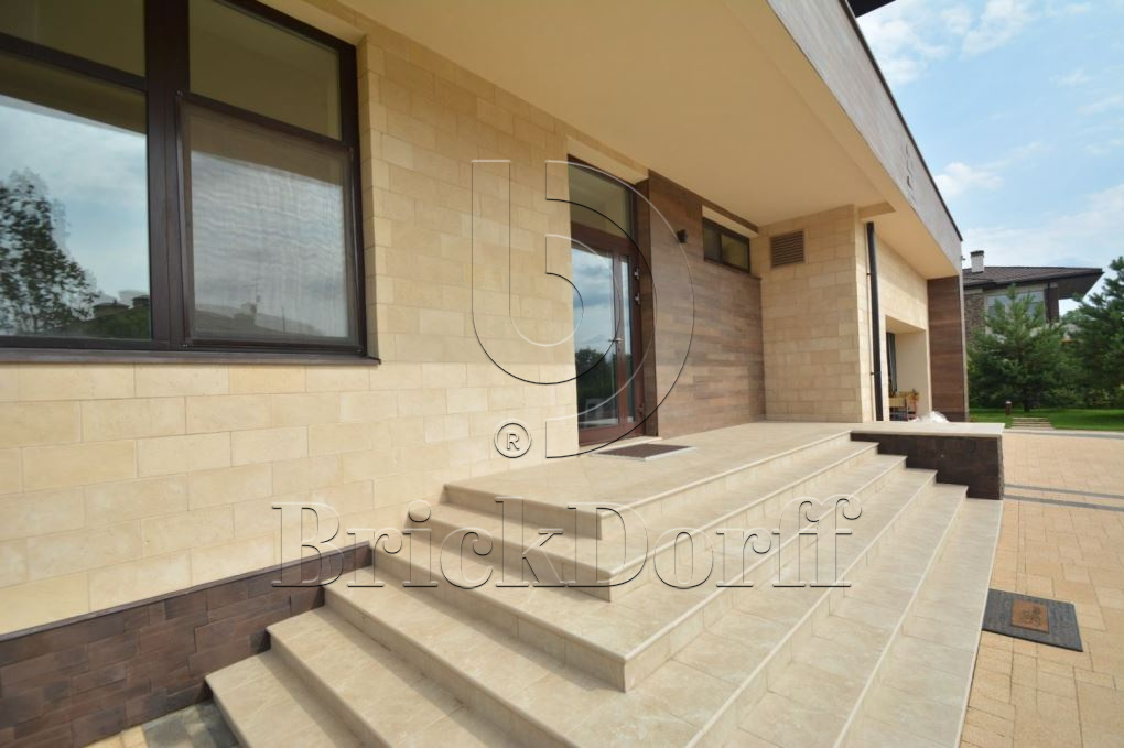 Фасадная облицовочная декоративная плитка травертин-касса 15