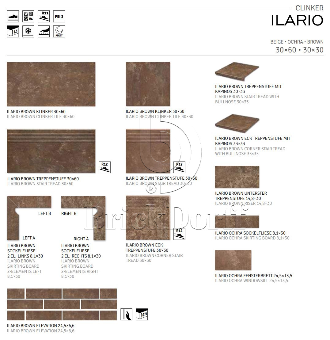 Ilario Braun угловая клинкерная ступень с насечками 300x300x11 мм