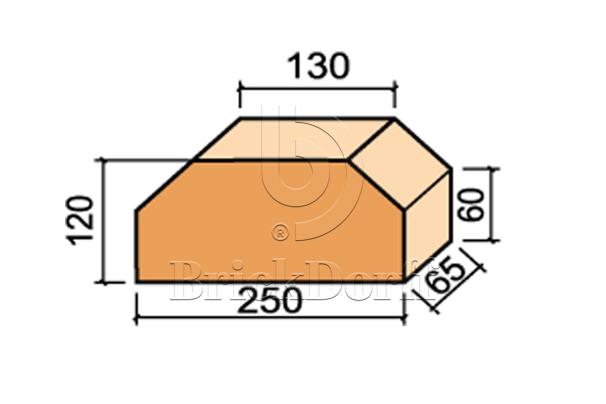 12.101107L Lode JANKA F7 гладкий, 250*120*65 мм, Кирпич фигурный полнотелый красный