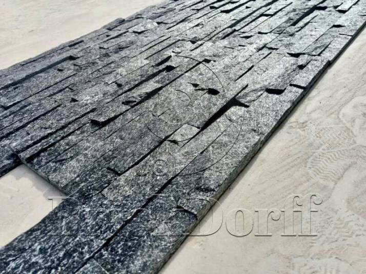 Кварцит Черный 1308H 600*150*10-20 мм, натуральный камень для интерьера и фасада BD