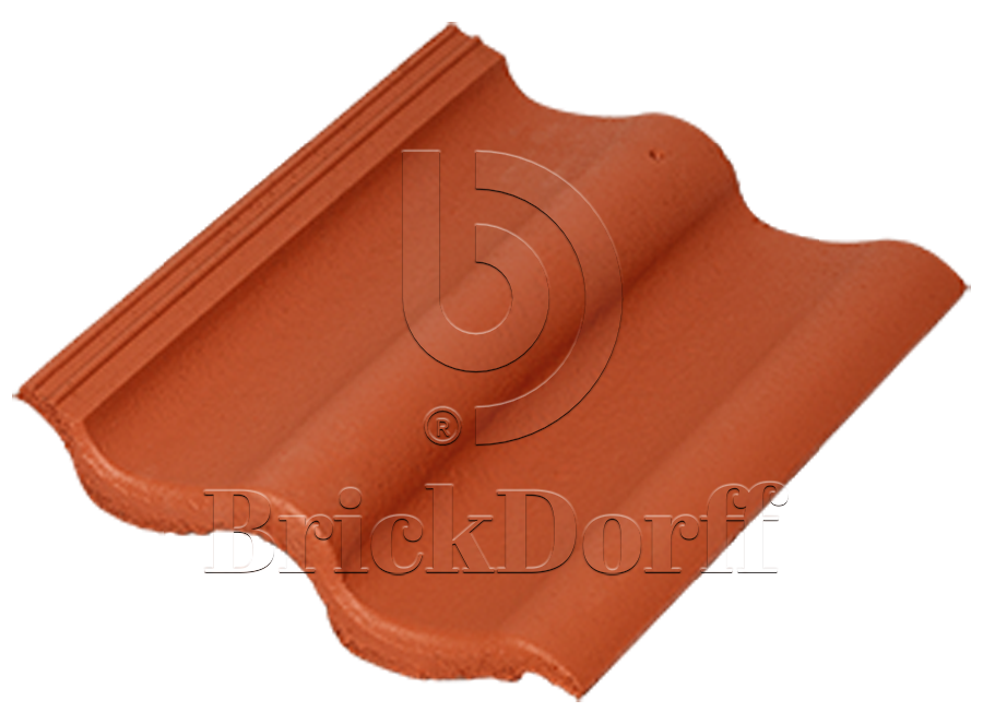 Натуральная цементно-песчаная черепица рядовая Classic кирпично-красный 24, Kriastak Baltic tile