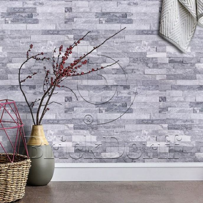 Кварцит бело-серый 1308g 600*150*10-20 мм, натуральный камень для интерьера и фасада BD