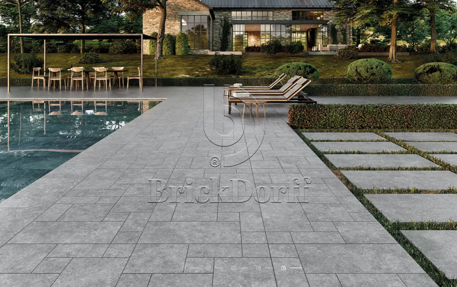 Ardenas GRIS Exagres 330*330*12 мм, клинкерная ступень флорентинер- с капиносом, противоскользящая