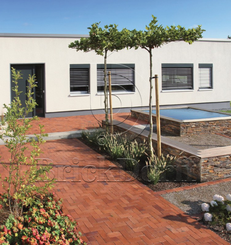 Тротуарная плитка / брусчатка Клинкерная ABC Carbo (Карбо) (rot-bunt-Kohlebrand), 200*100*52 мм