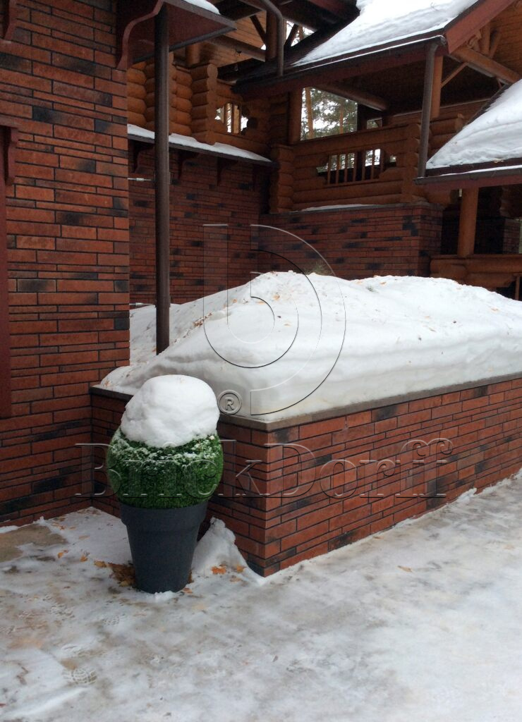 Клинкерная фасадная плитка облицовочная под кирпич Stroeher (Штроер) Zeitlos 353 eisenrost рельефная NF14, 240*71*14 мм